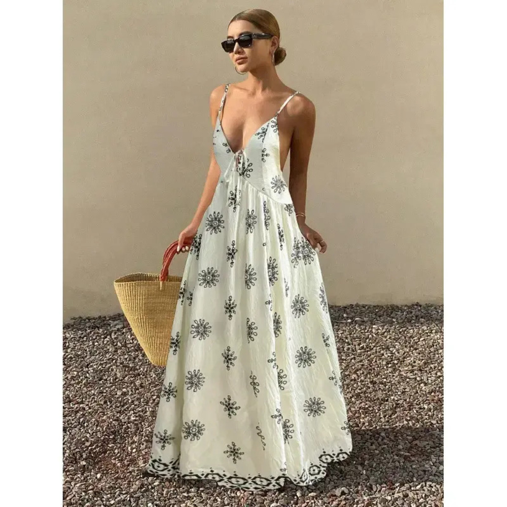 ZARA Printed Halter Neck Dress